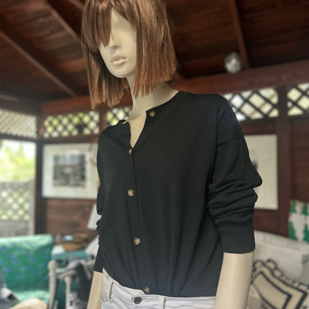 Black Button-Up Women's Top